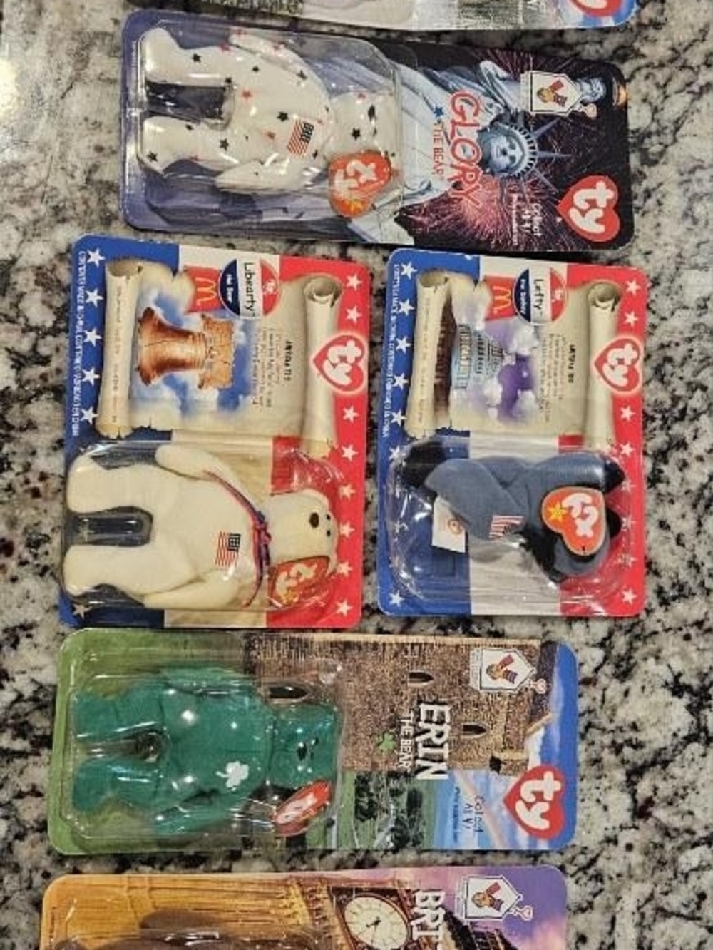 TY Beanie Baby Collectible Bear Plush - White with American Flag